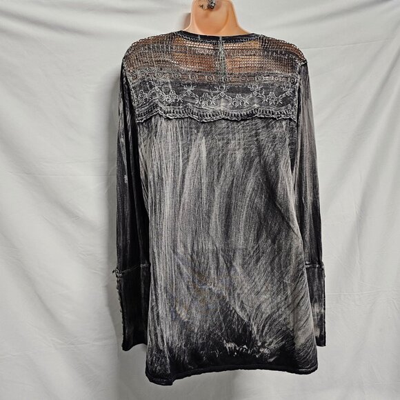 Aratta Silent Journey Women Size M Boho Popover Top Tunic Embroidery Acid Washed - Picture 6 of 14